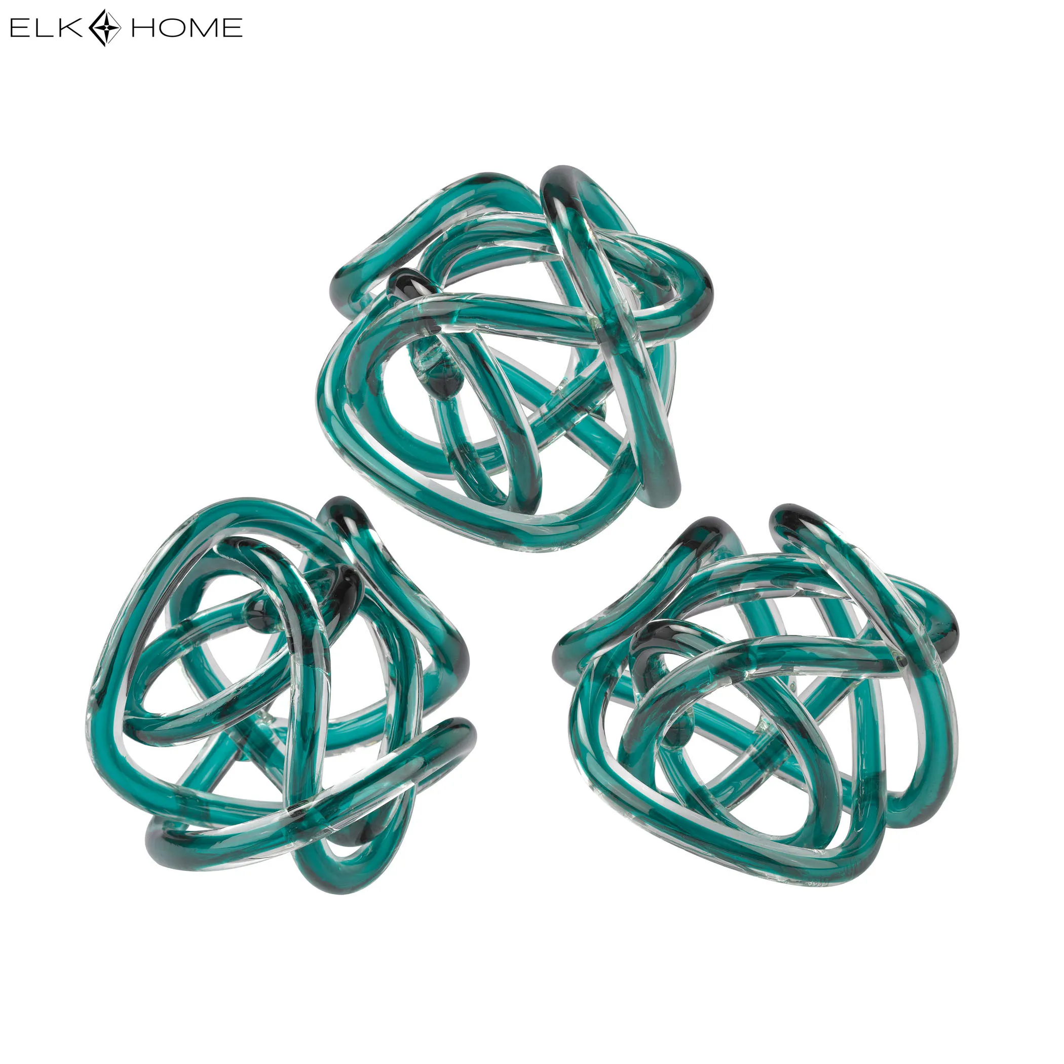 Glass Knot - Set of 3 Aqua