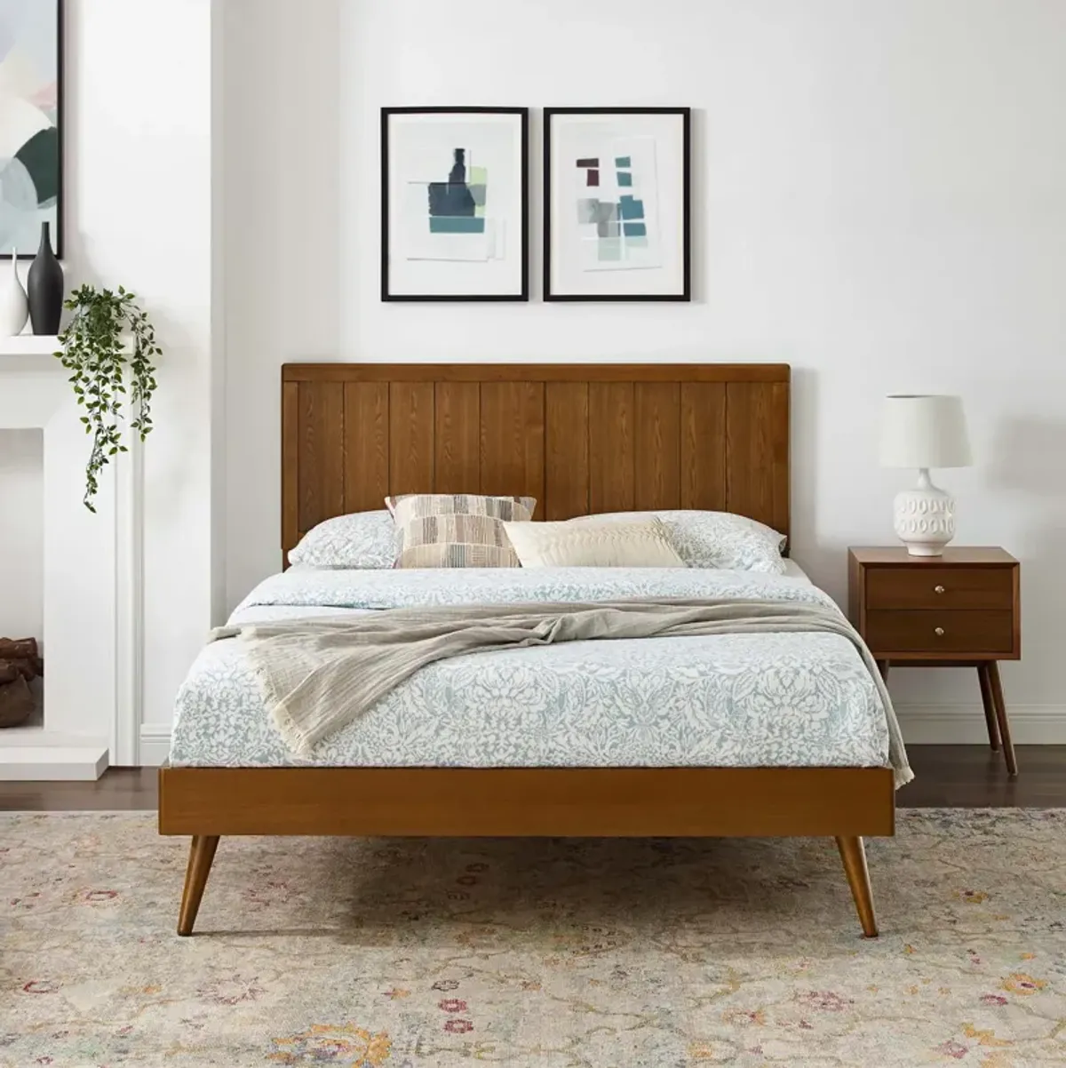 Alana Twin Wood Platform Bed With Splayed Legs