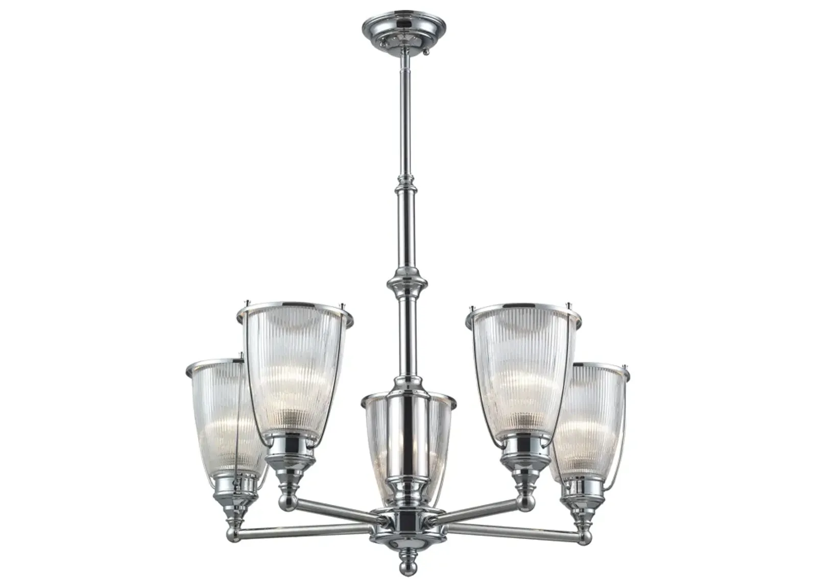 Halophane 5-Light Chandelier in Polished Chrome