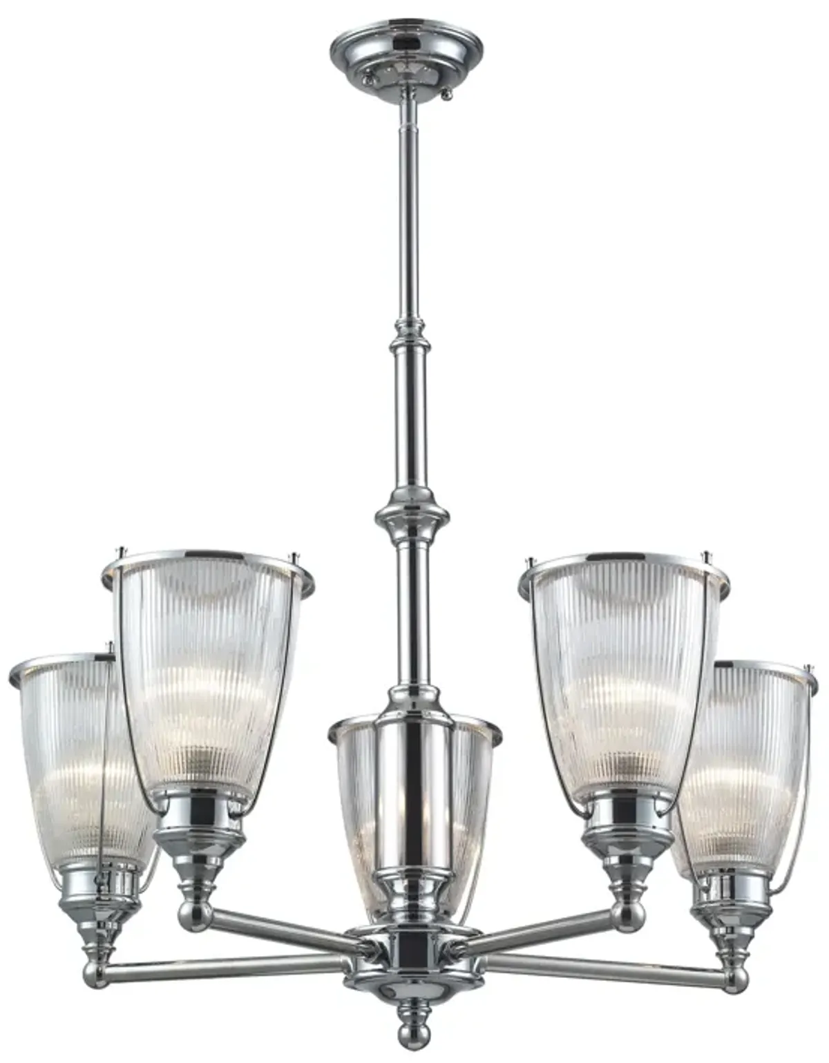 Halophane 5-Light Chandelier in Polished Chrome