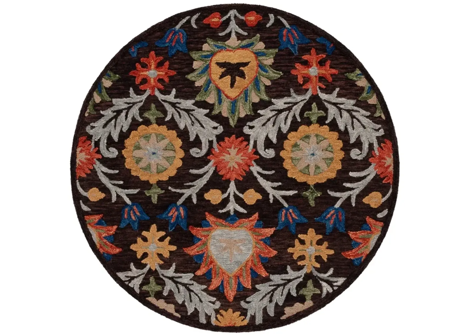 BLOSSOM 565 BROWN  6' x 6' Round Round Rug