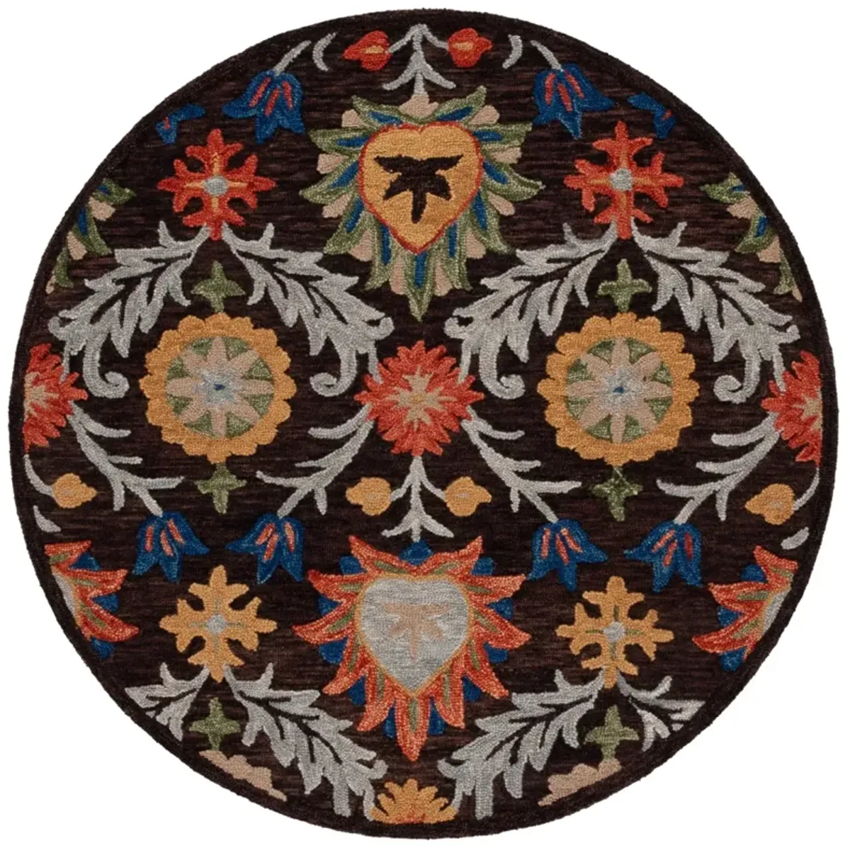 BLOSSOM 565 BROWN  6' x 6' Round Round Rug