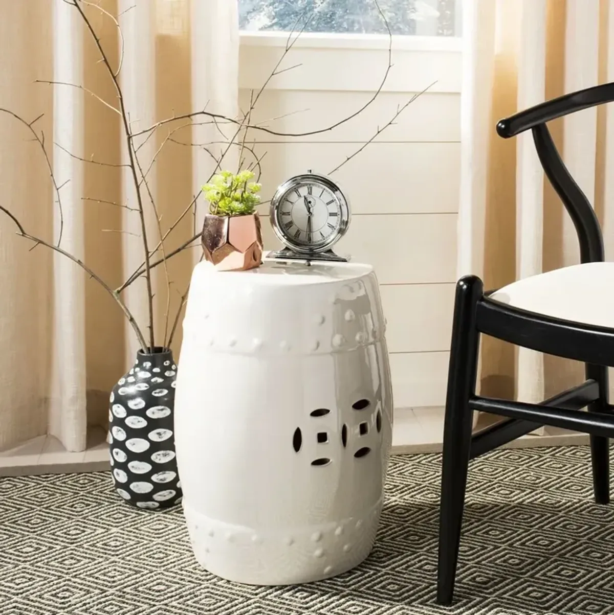 Cream Modern Ming Garden Stool