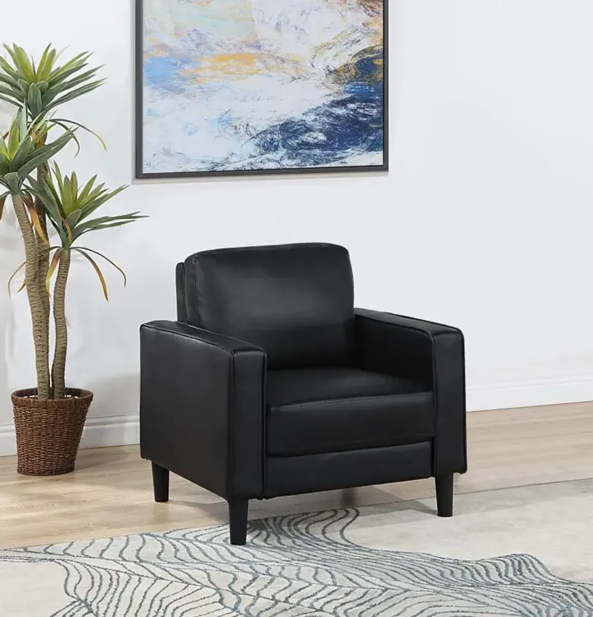 Ruth Upholstered Track Arm Faux Leather Accent Chair Black