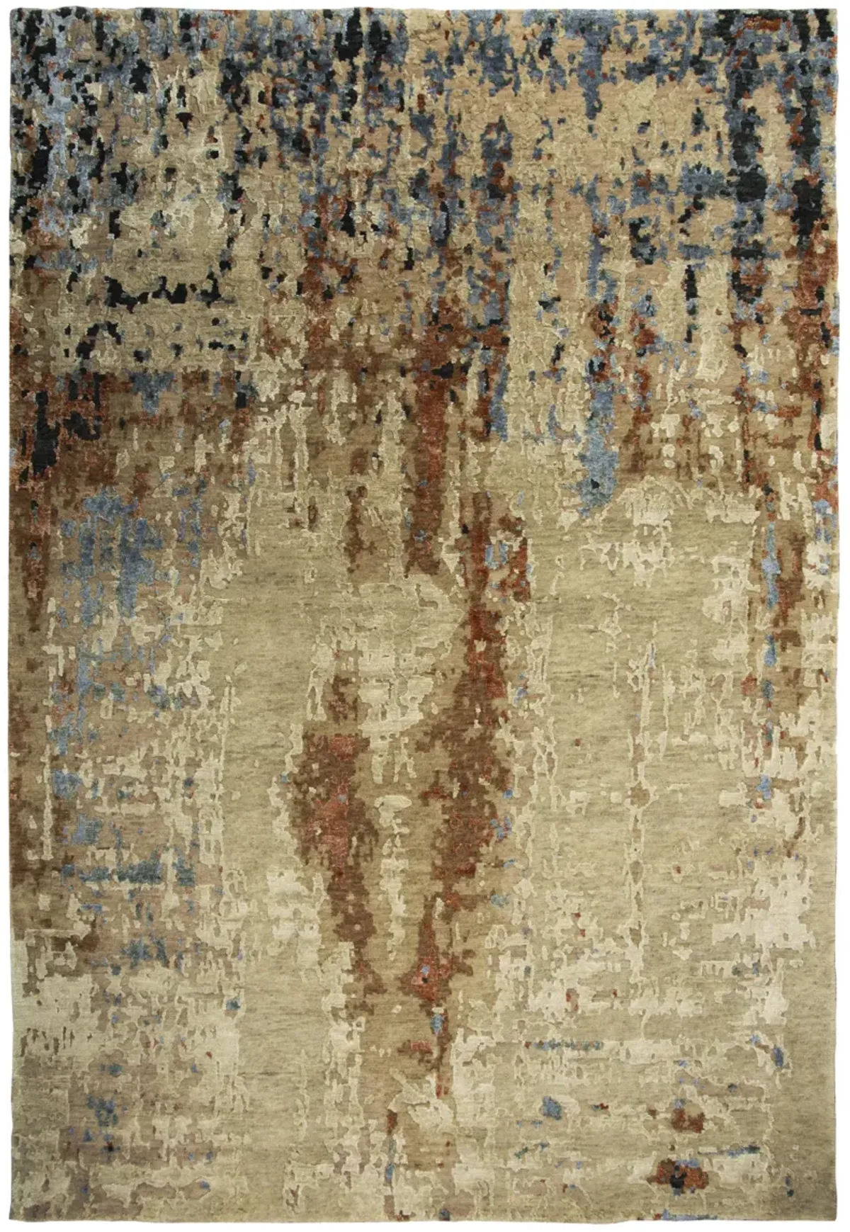 Finesse Beige Abstract Hand Spun New Zealand Wool/Tencel 6' x 9' Rectangle Rug