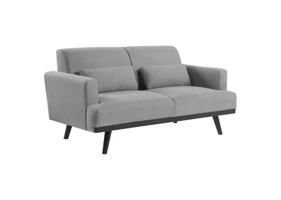 Blake Upholstered Loveseat with Track Arms Sharkskin and Dark Brown