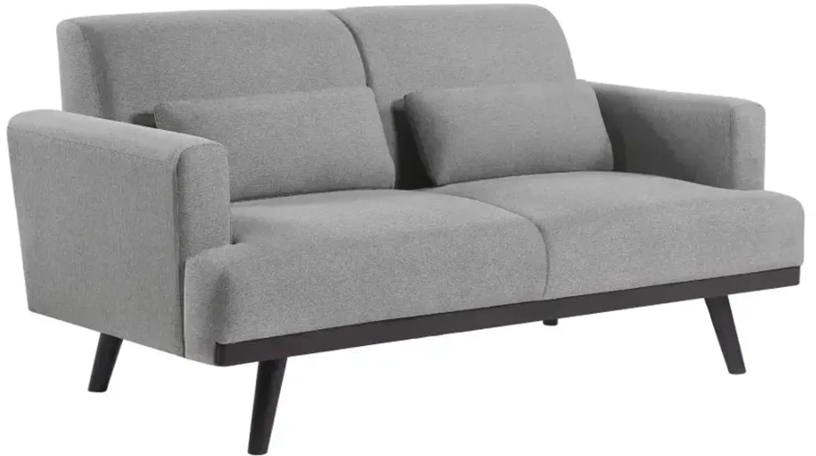 Blake Upholstered Loveseat with Track Arms Sharkskin and Dark Brown