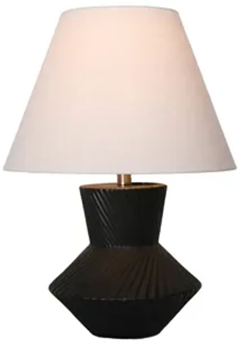 23" Ribbed Totem Table Lamp, Black/white