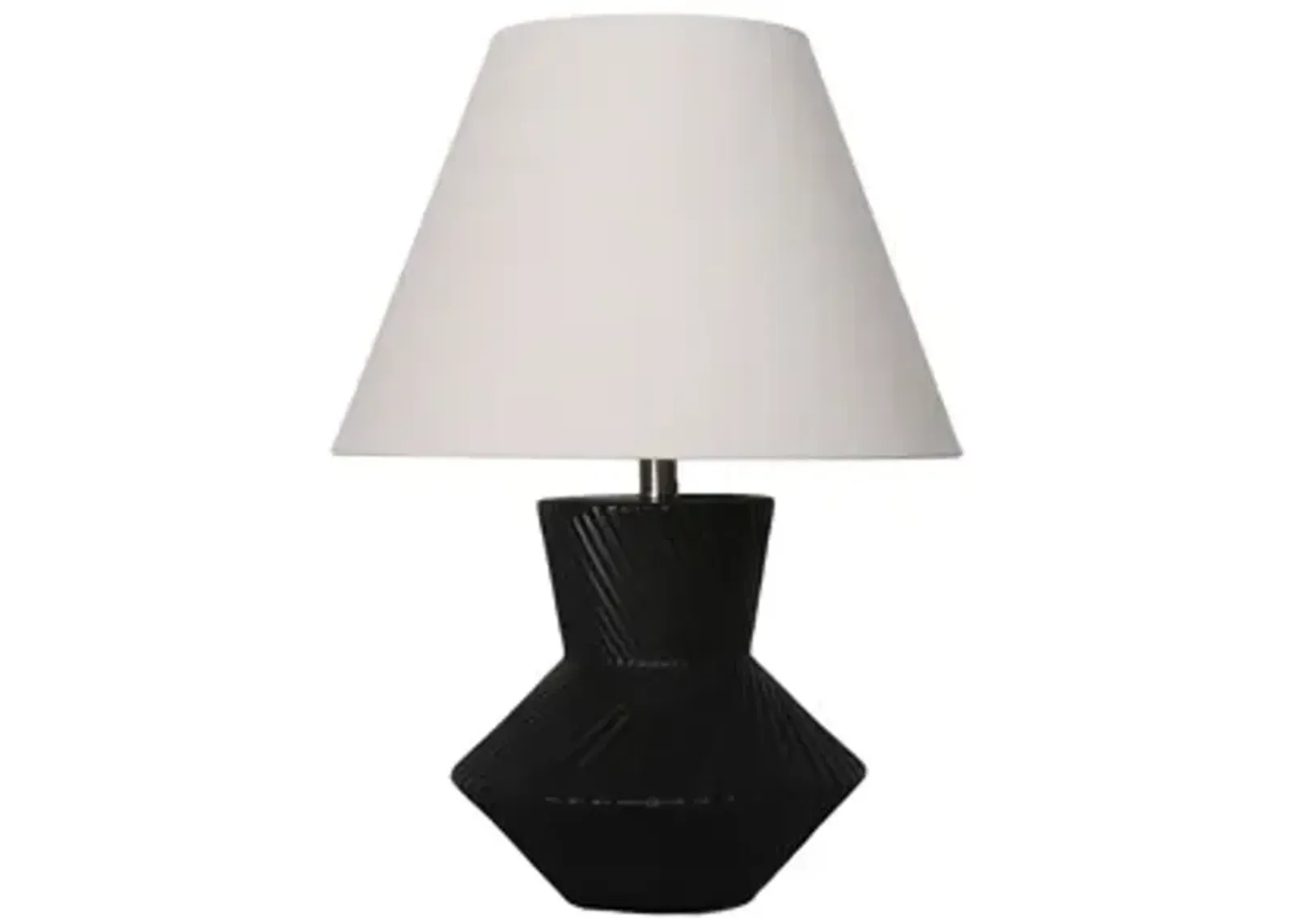 23" Ribbed Totem Table Lamp, Black/white