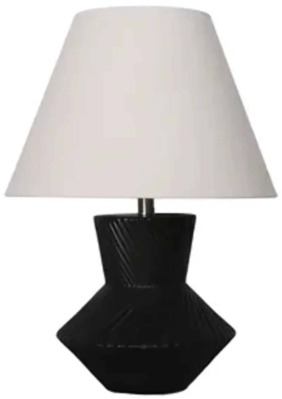 23" Ribbed Totem Table Lamp, Black/white