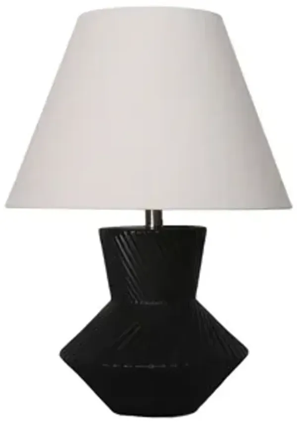 23" Ribbed Totem Table Lamp, Black/white