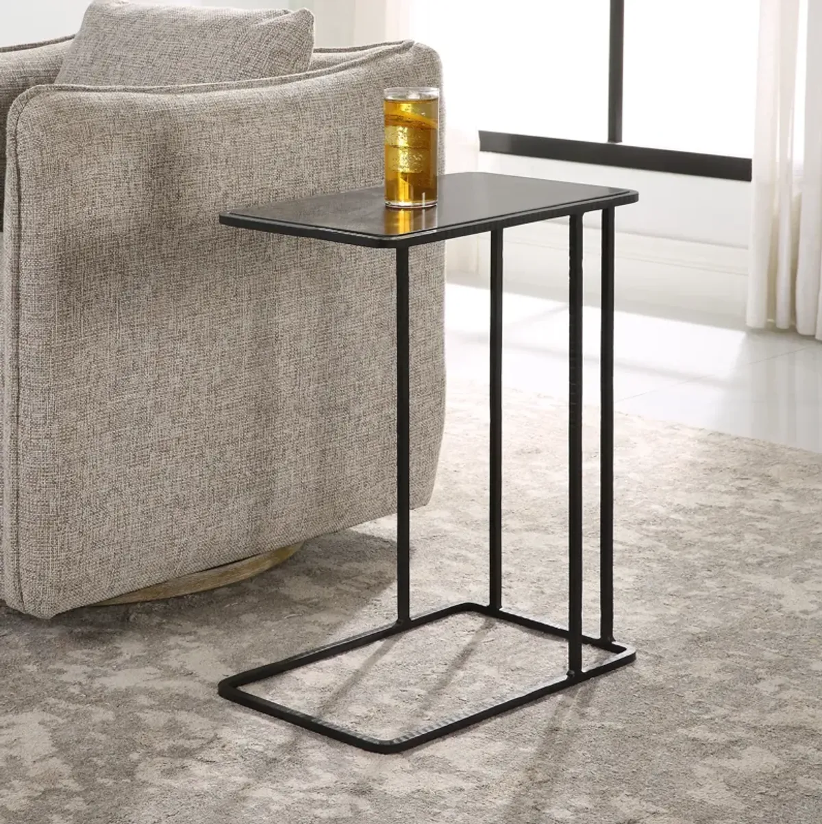 Cavern Stone & Iron Accent Table