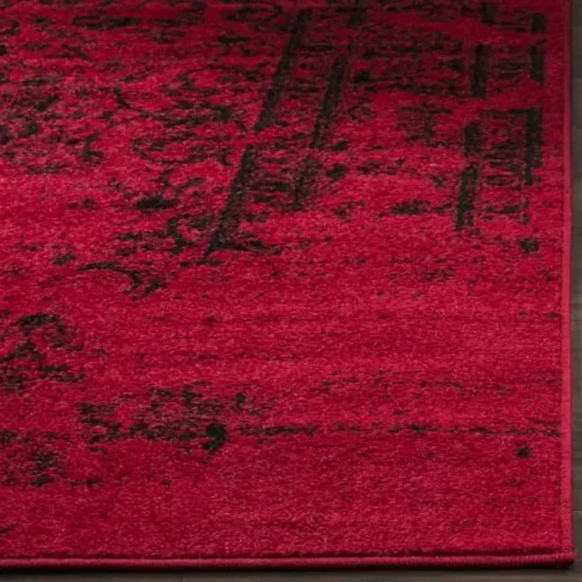 Adirondack Contemporary Red / Black 6' X 9' Powerloomed Rug