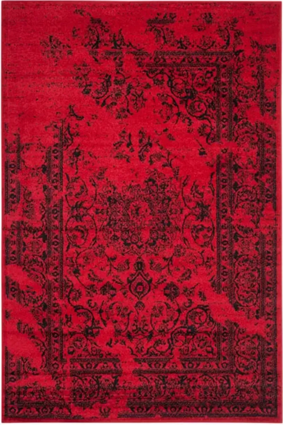 Adirondack Contemporary Red / Black 6' X 9' Powerloomed Rug