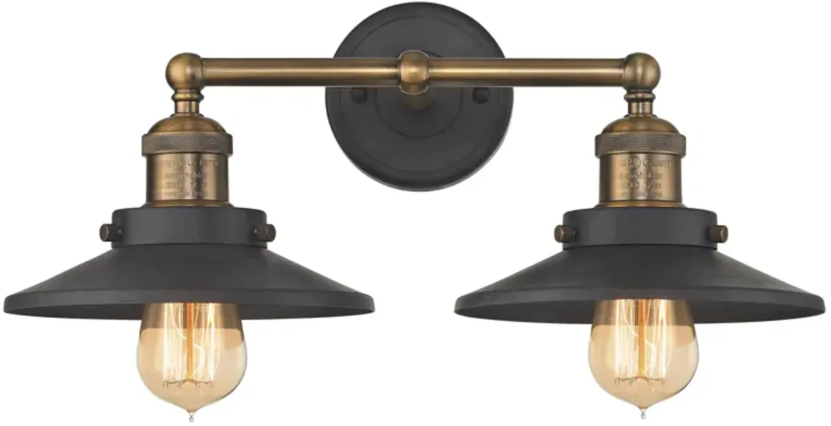 English Pub 18" Wide 2-Light Vanity Light - Antique Brass