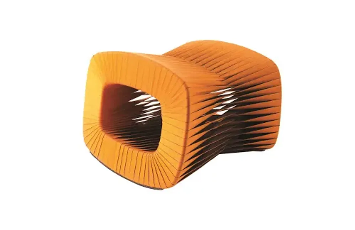 seat belt ottoman, orange