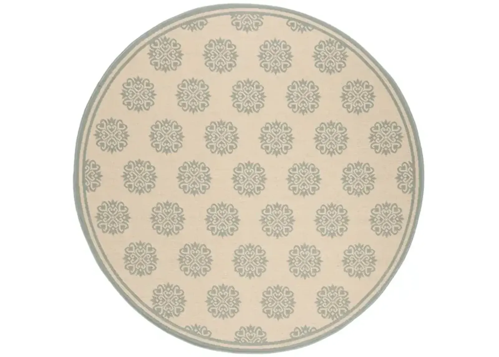 LINDEN 181 Collection LND181L-6R Cream / Aqua 6'-7" X 6'-7" Round