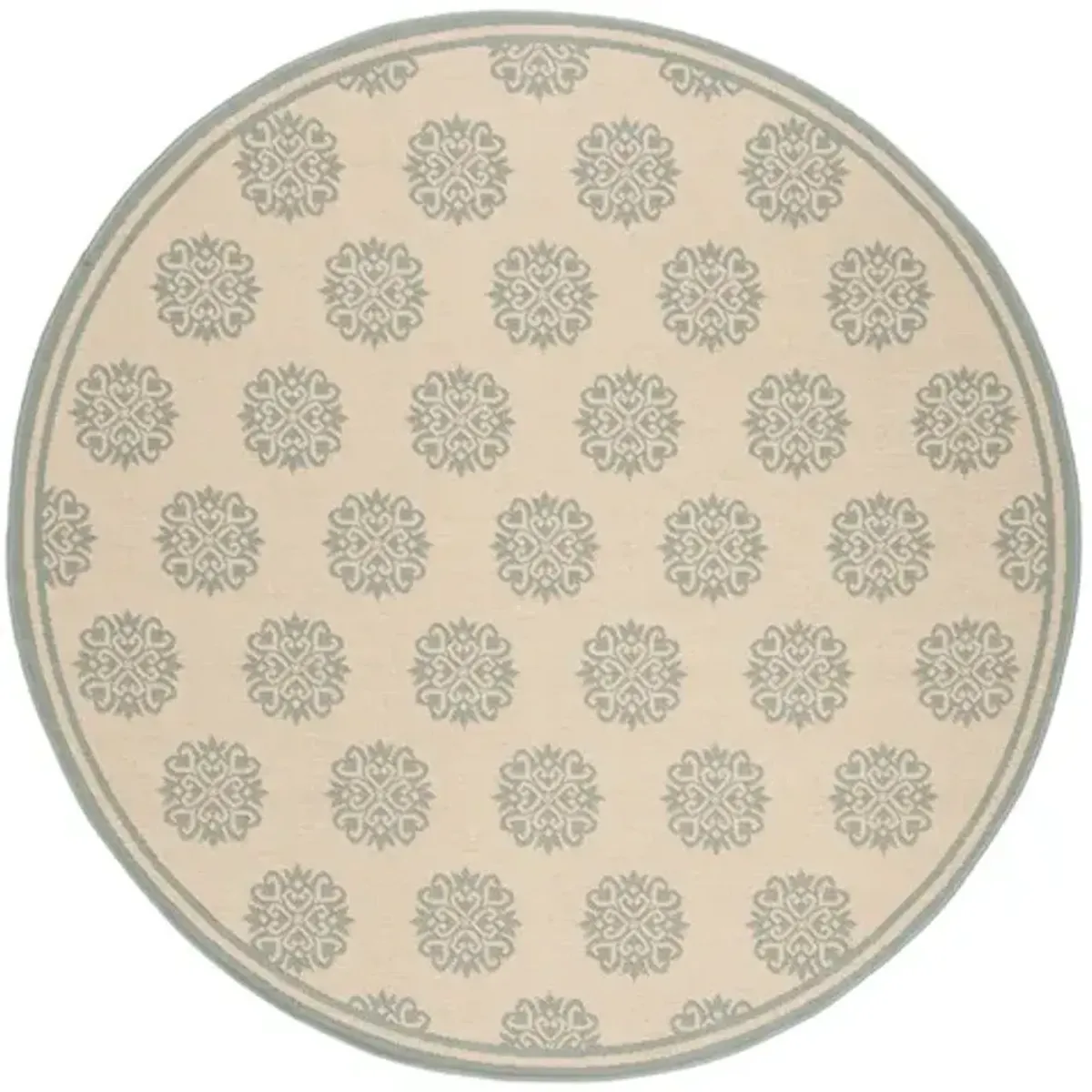 LINDEN 181 Collection LND181L-6R Cream / Aqua 6'-7" X 6'-7" Round