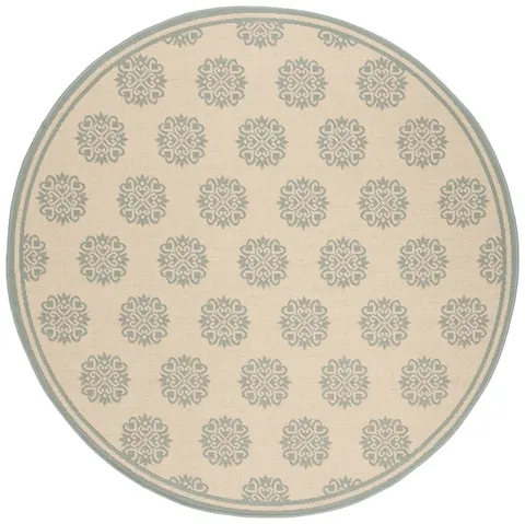 LINDEN 181 Collection LND181L-6R Cream / Aqua 6'-7" X 6'-7" Round