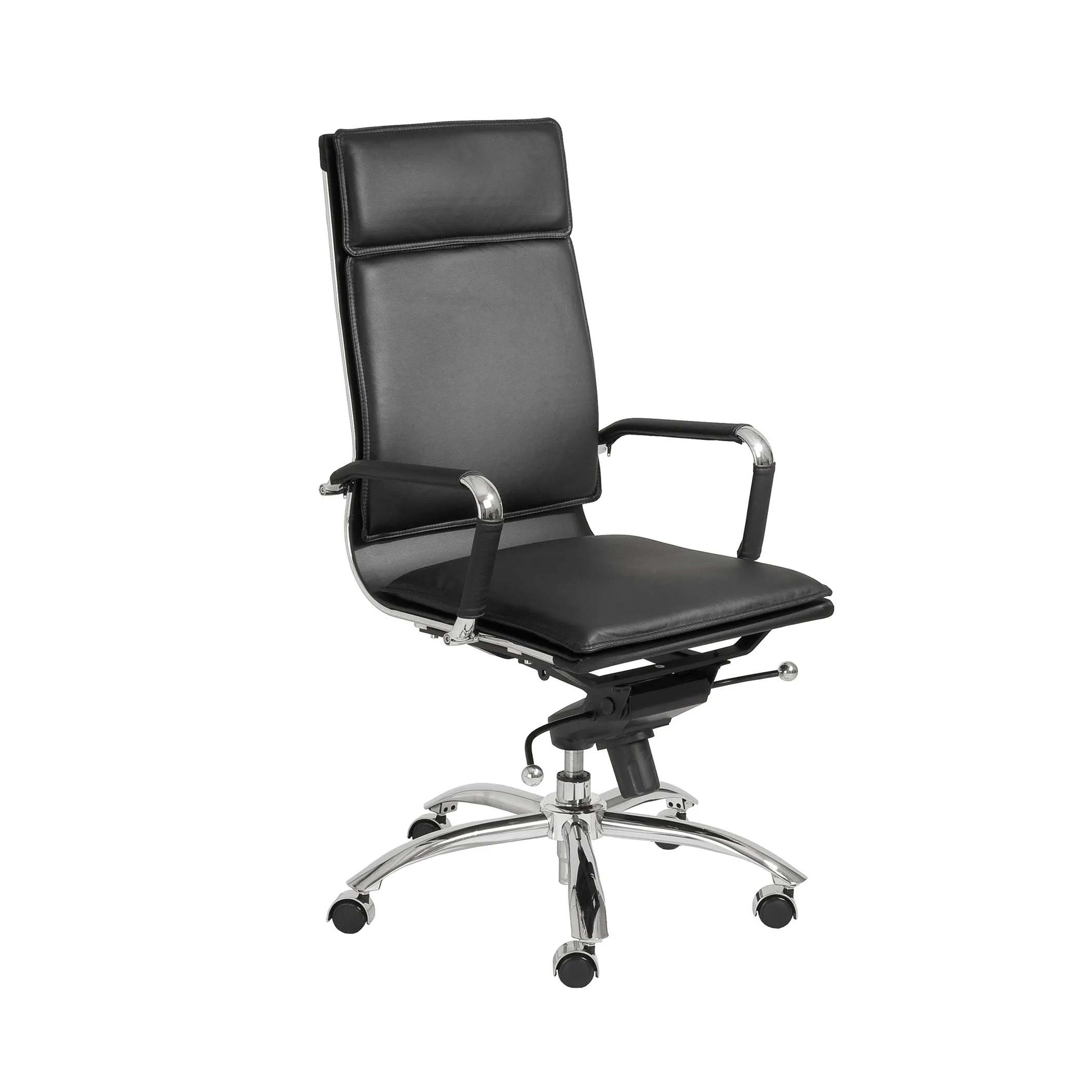 Gunar Pro High Back Office Chair in Black with Chromed Steel Base