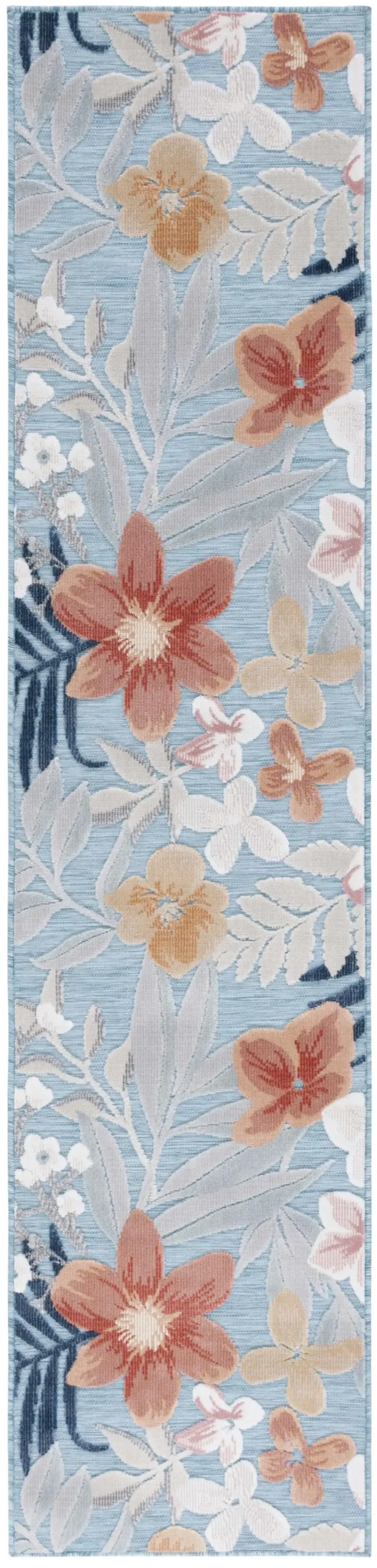 CABANA 454 AQUA  2' x 10' Runner Rug