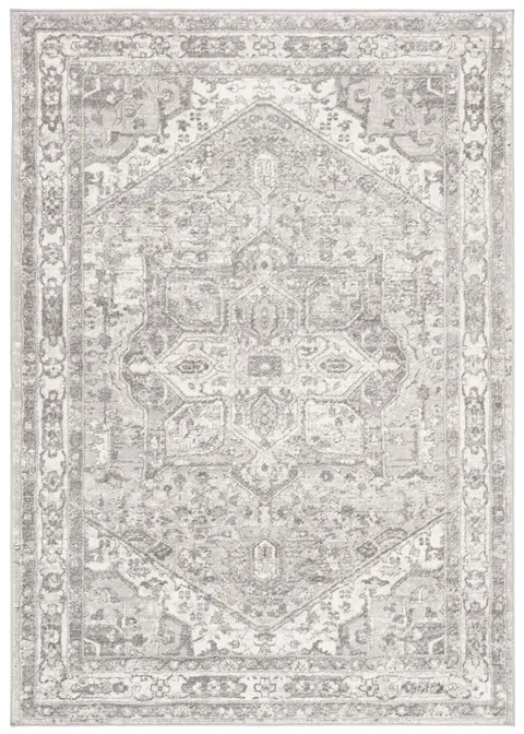 Brentwood 852 Cream / Grey 2' X 10' Runner Powerloomed Rug