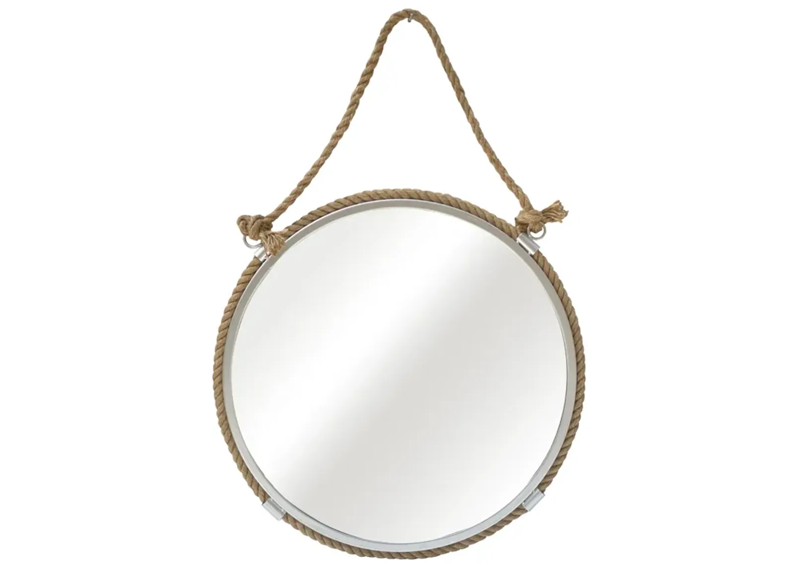 Metal 24" Mirror With Rope, Silver/natural