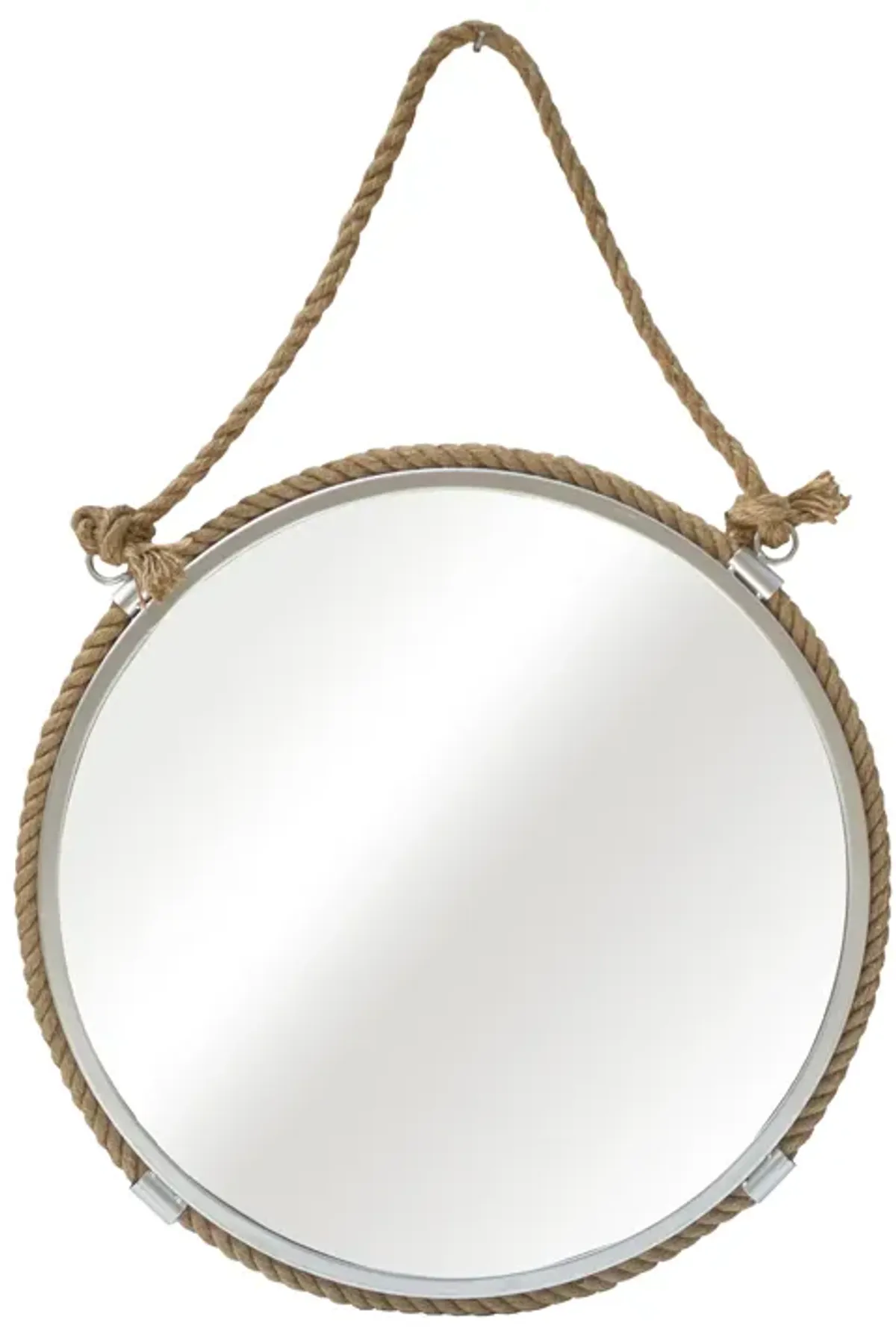 Metal 24" Mirror With Rope, Silver/natural