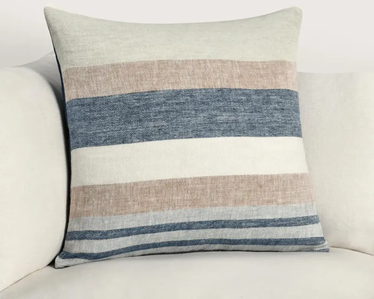 Crawford 22" Belgian Linen Multicolor Throw Pillow