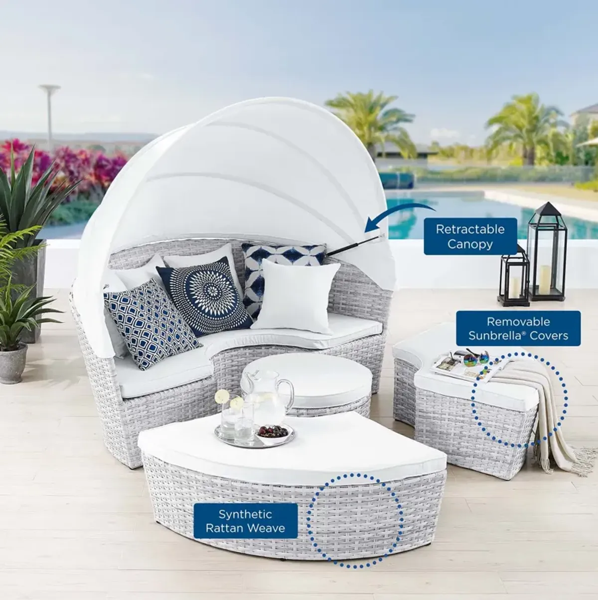 Scottsdale Canopy Sunbrella� Outdoor Patio Daybed