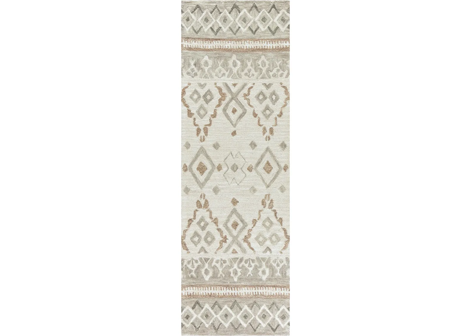 Opulent Natural/Beige Geometric Wool 2'6" x 8' Runner Rug