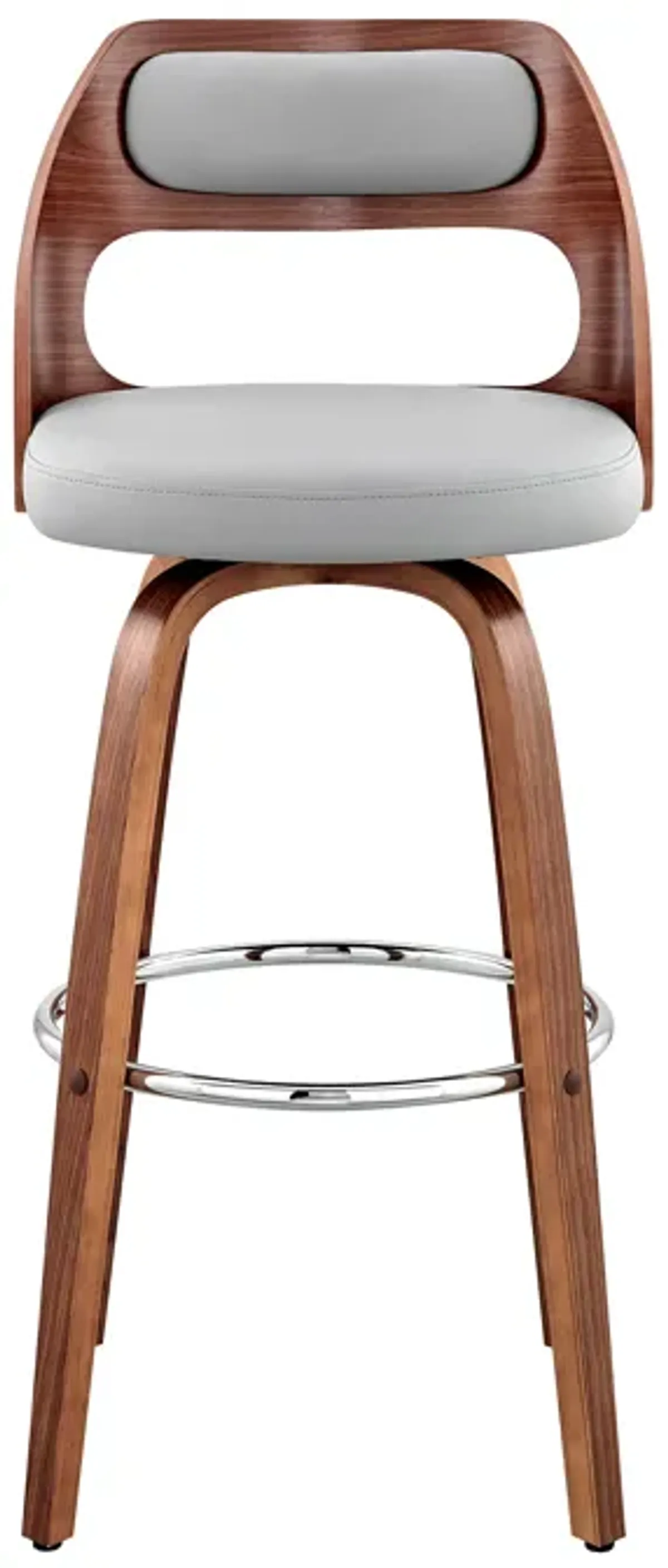 Julius 26" Gray Faux Leather and Walnut Wood Bar Stool