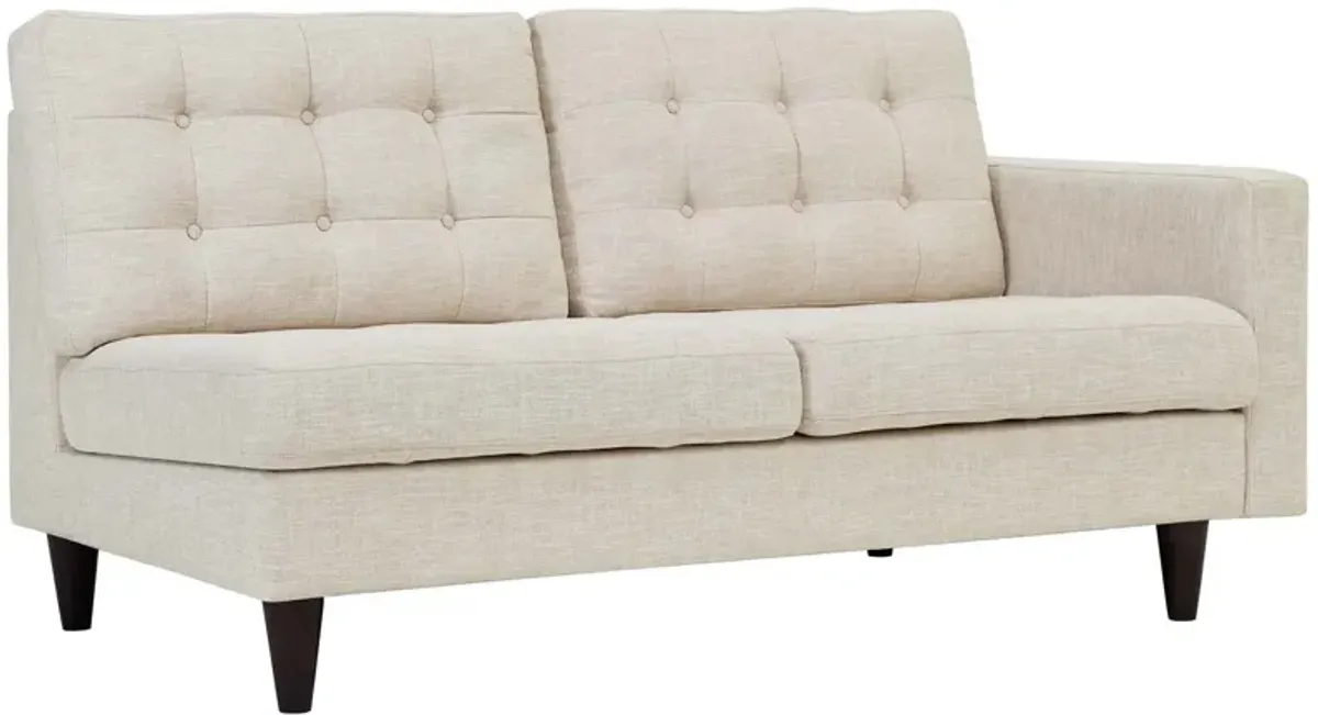 Empress Right-Facing Upholstered Fabric Loveseat