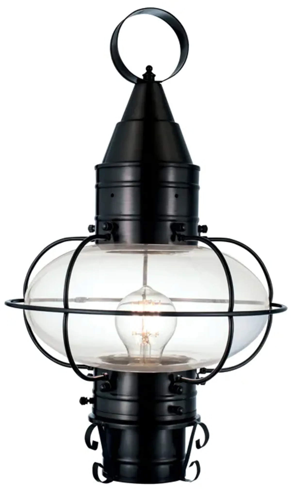 Classic Onion Outdoor Post Light - Black with Clear Glass