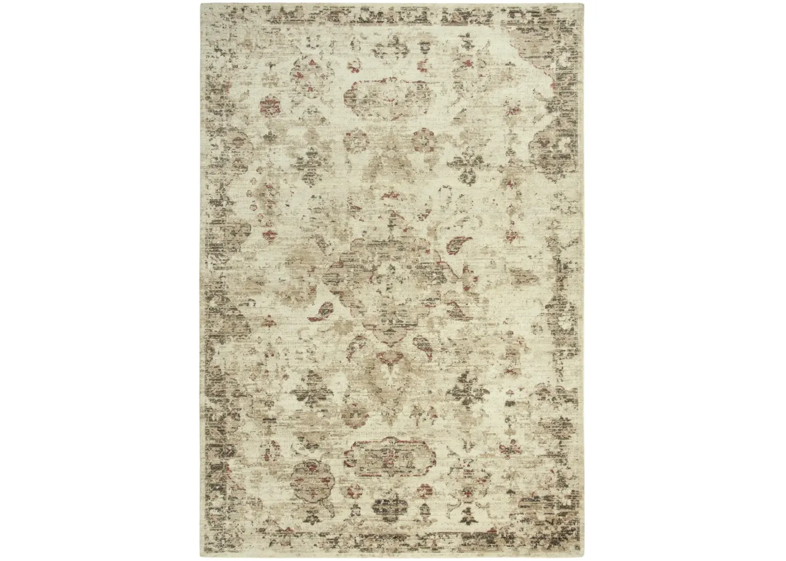 Gossamer Beige/Brown Medallion Distress 100% New Zealand Wool 10' x 13' Rectangle Rug