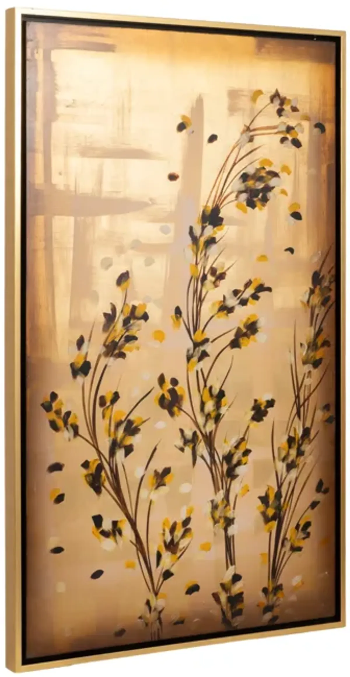 S/2 71x59 Hand Painted Wildflowers, Gold