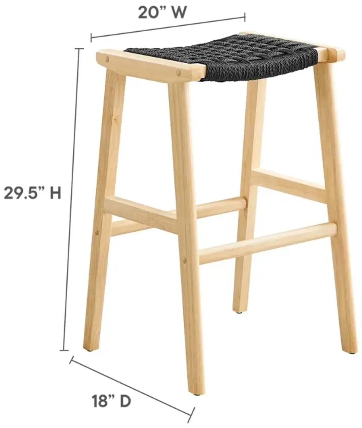 Saoirse Woven Rope Wood Bar Stool - Set of 2