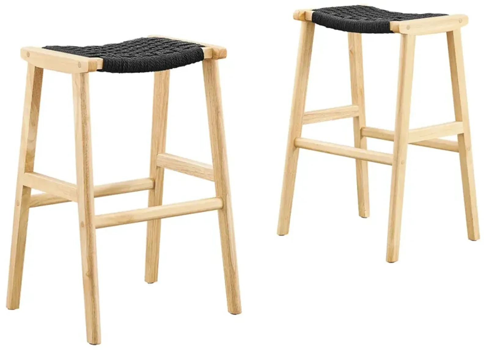 Saoirse Woven Rope Wood Bar Stool - Set of 2