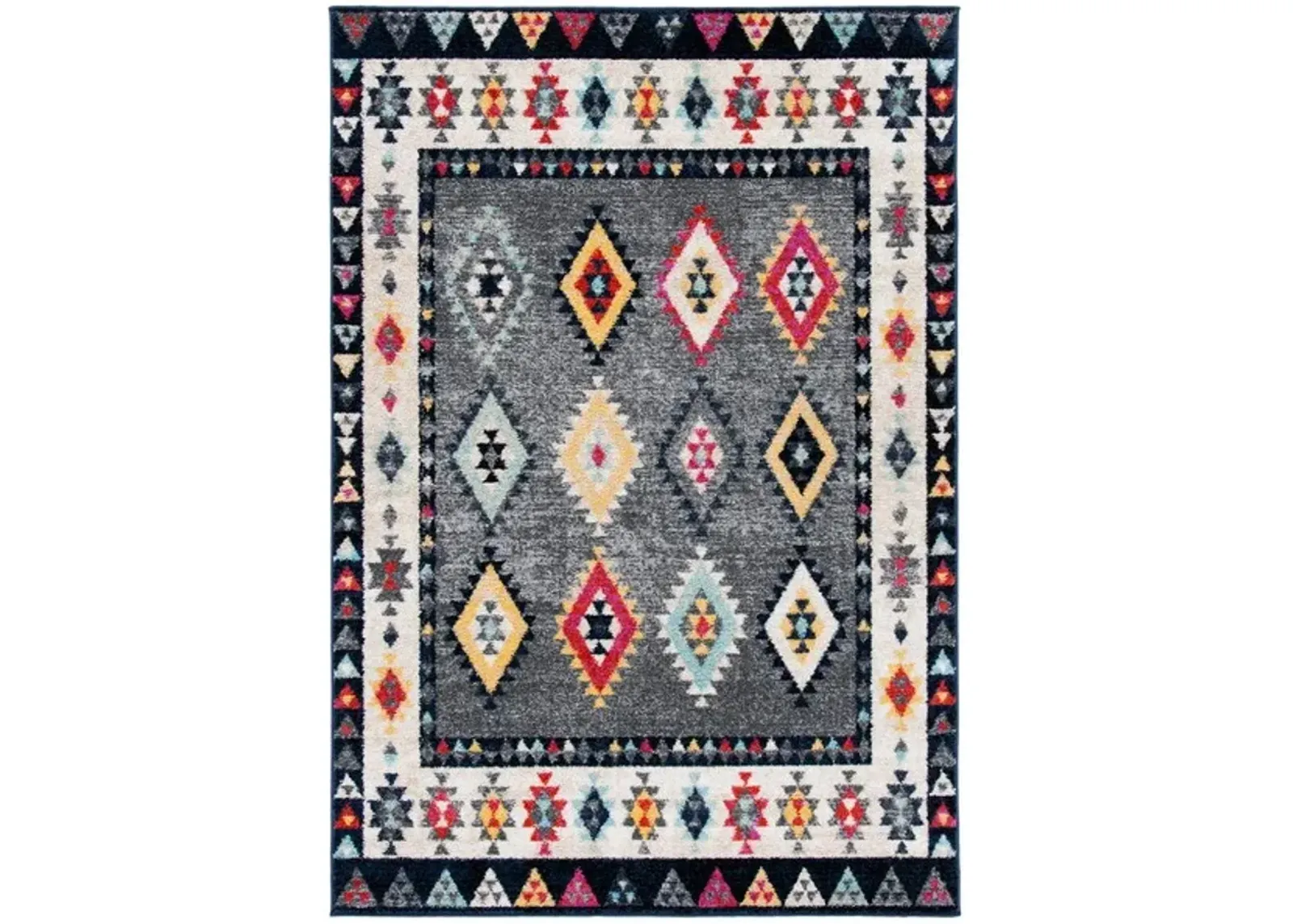 ADIRONDACK Contemporary Grey / Ivory 6' X 6' Square Powerloomed Rug