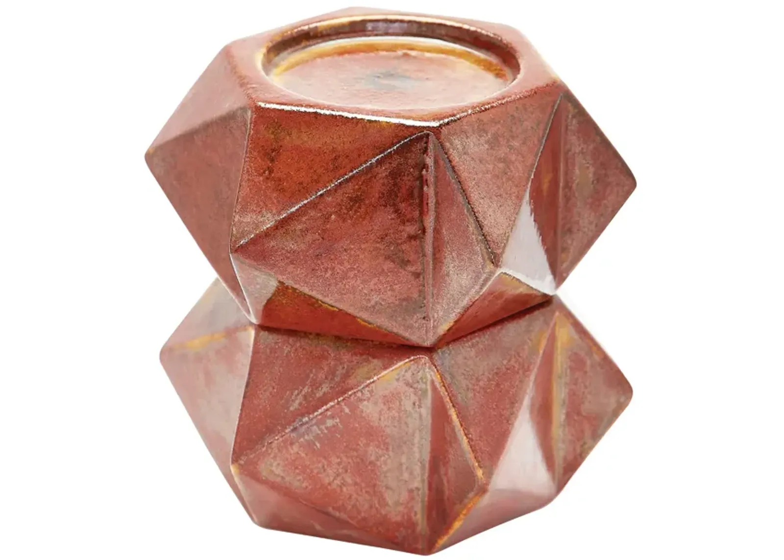 Large Ceramic Star Candle Holders in Russet (Set of 2)