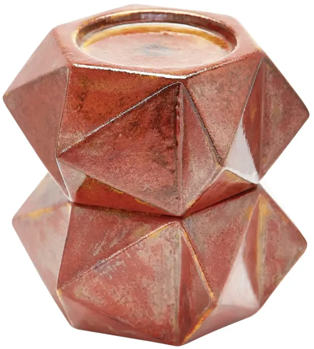 Large Ceramic Star Candle Holders in Russet (Set of 2)