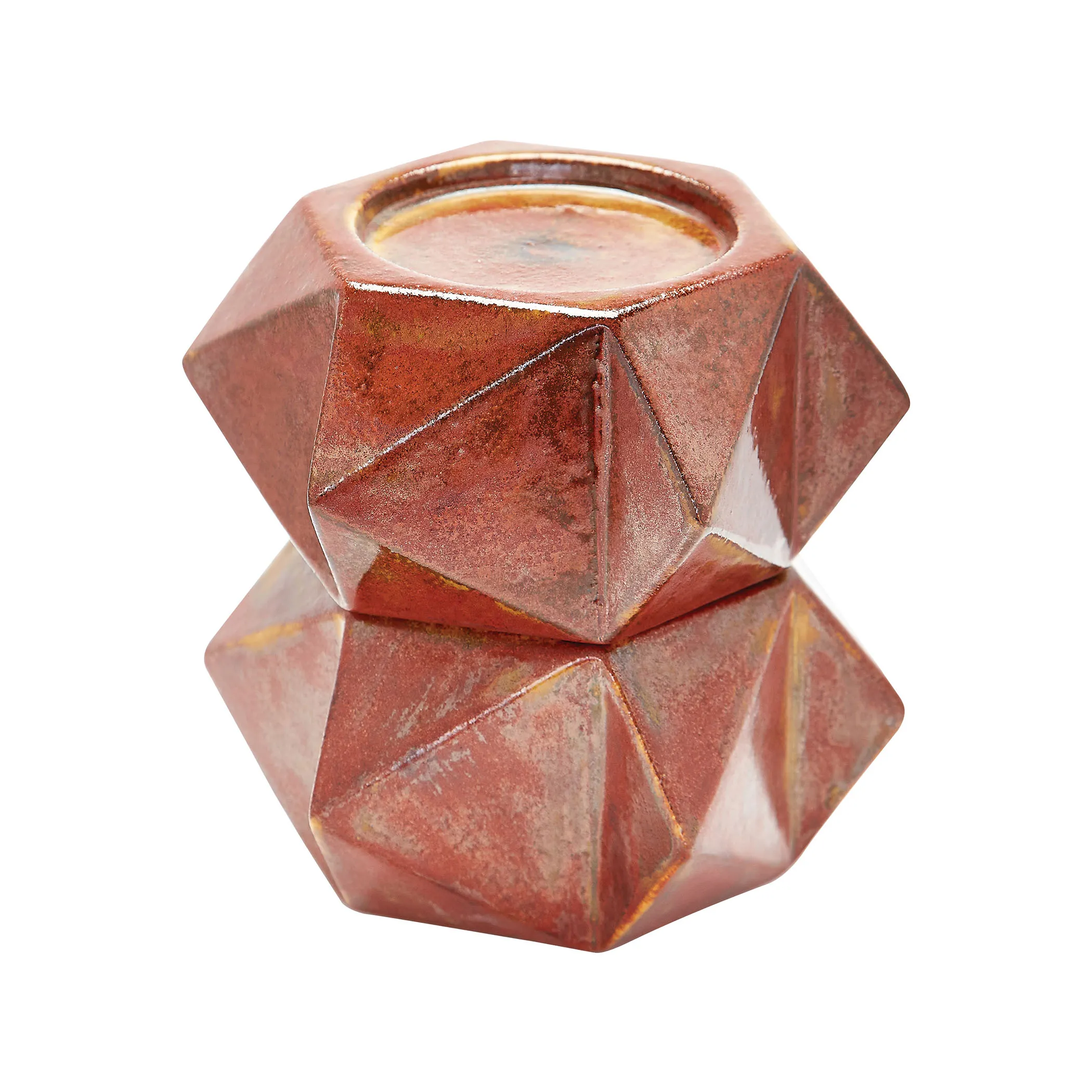 Large Ceramic Star Candle Holders in Russet (Set of 2)