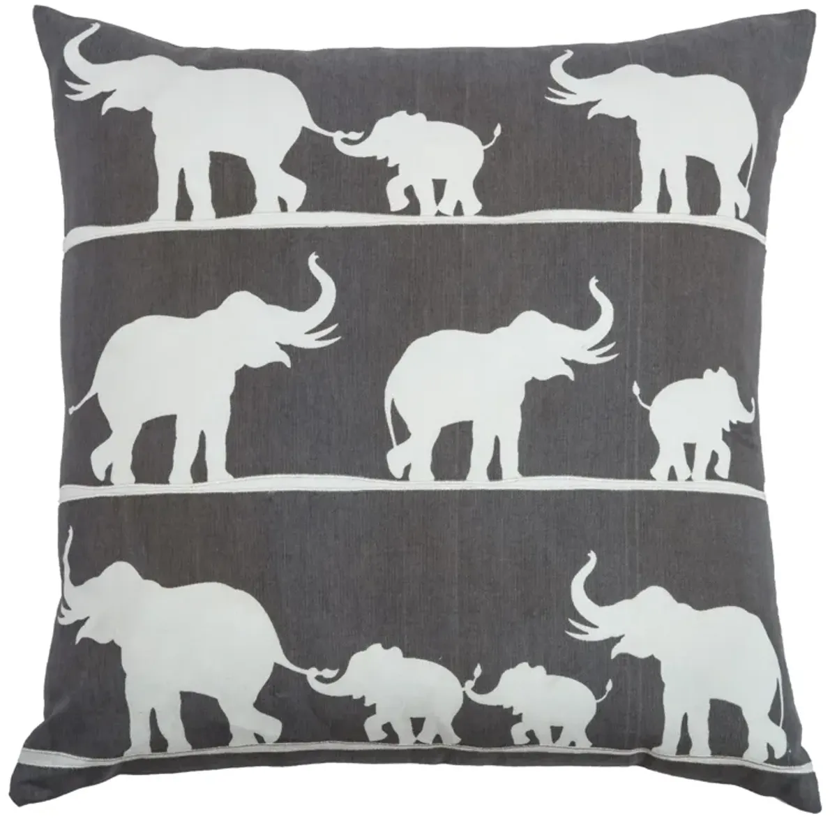 Elephants Gray Pillow