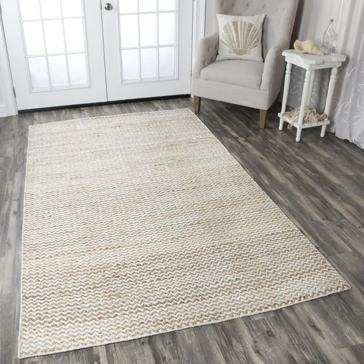 Ellington Natural  chevron  Jute / Wool  8' x 10' Rectangle Rug