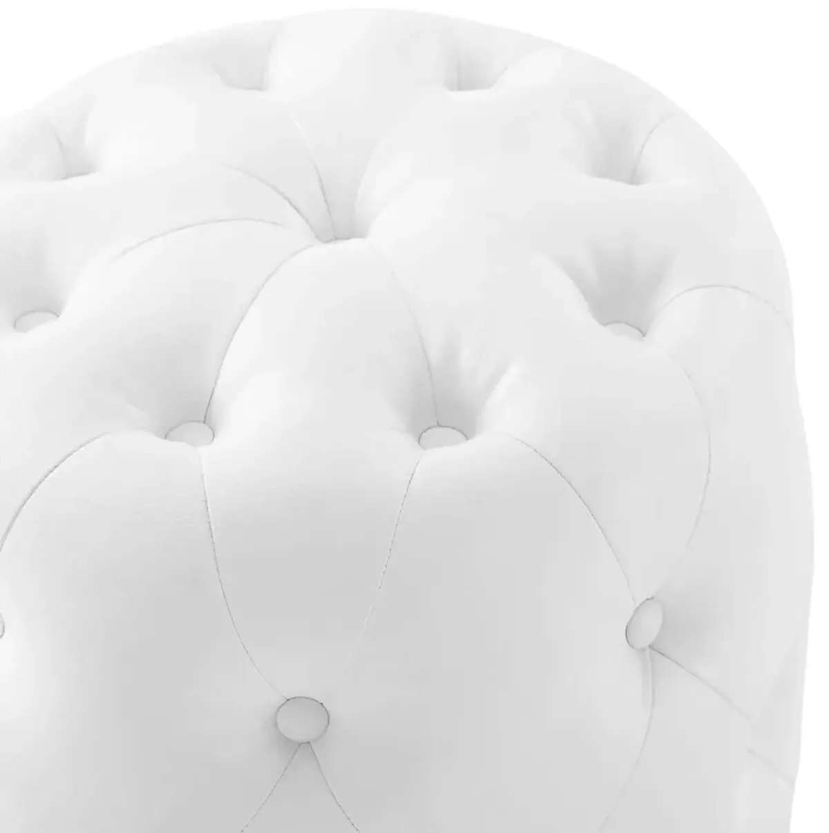 Amour Tufted Button Round Faux Leather Ottoman