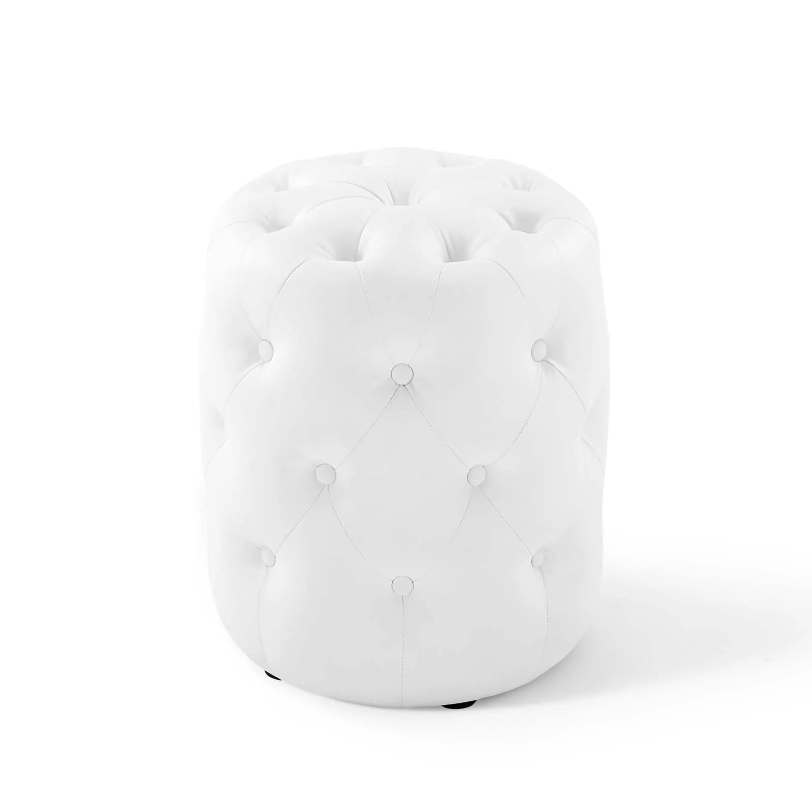 Amour Tufted Button Round Faux Leather Ottoman