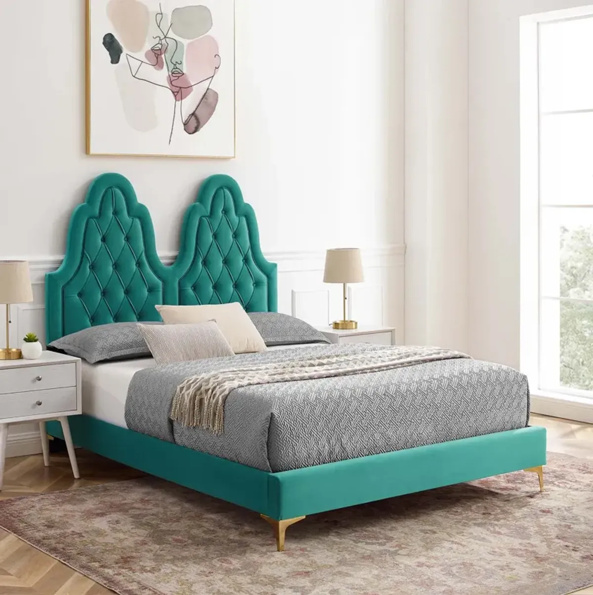 Alexandria Tufted Performance Velvet King Platform Bed