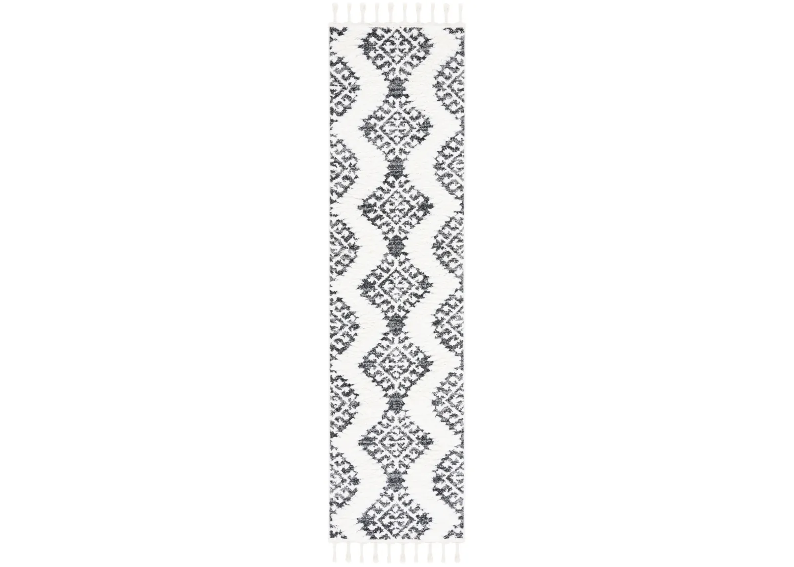 MOROCCAN TASSEL SHAG 652 DARK GREY  2'-3' x 6' Runner Rug