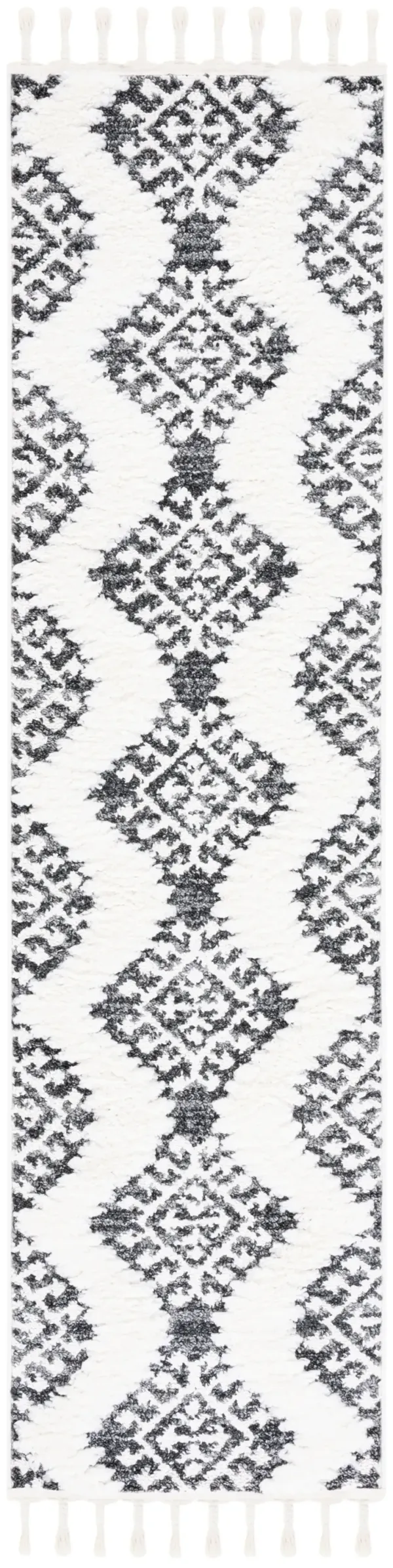 MOROCCAN TASSEL SHAG 652 DARK GREY  2'-3' x 6' Runner Rug