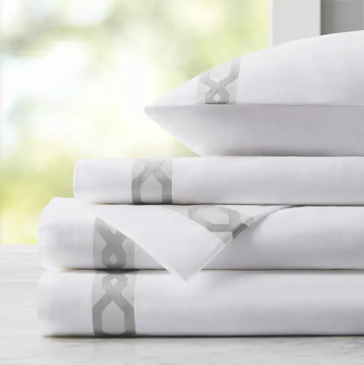 Croscill Signature Hem Grey 300TC Cotton Sheet Set